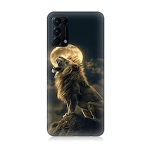 Oppo Reno 5 Uyumlu Kükreyen Aslan Desenli Silikon Kılıf