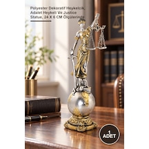 1 Adet Adalet Figürü Polyester Dekoratif Heykelcik, Adalet Heykeli Ve Justice Statue, 24 X 6 Cm Ölçülerinde