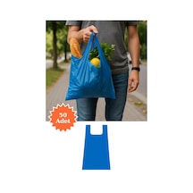 Mavi Atlet Poşet Market Bakkal Manav Mağaza Alışveriş Taşıma Torbası 43x90 Cm 50 Adet
