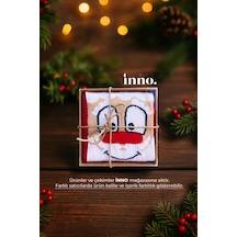 Inno Yılbaşı Desenli Noel Babalı Hediyelik Kraft Kutulu Çorap Tekli Turkuaz
