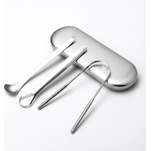 Tenfowee Paslanmaz Çelik Dil Kazıyıcı 3'lü Set - Ağız Kokusunu Önler, Hijyenik Ve Taşınabilir 111 Karakter Gümüş