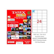 Tanex Lazer Etiket 100 Yp 64X33 MM Laser Copy Inkjet  Tw-2533