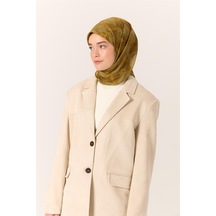 Silk Home İnce Pamuk Soft Eşarp Kimyon-yeşil Desenli Nefes Alan Tok Duruşlu 90x90 Çok Renkli