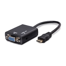 Mini Hdmi To Vga Ses Çıkışlı Görüntü Dönüştürücü - Siyah Hdx7762 Evimdeyokyok