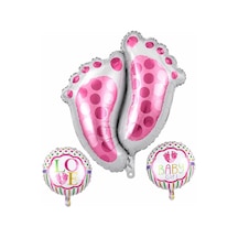 Baby Ayak İzi Pembe Folyo Balon Set