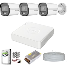 HIKVISION COLORVU GECE-KARANLIKTA 7/24 RENKLİ 3 KAMERALI SET  500
