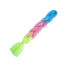 Afrika Örgülük Ombreli Sentetik Saç 100 Gr. - Açık Mavi / Pembe / Neon Sarı