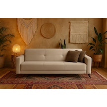 Modalife Star Üçlü Kanepe Yataklı/Sandıklı Krem