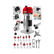 Steiner 3000 W 6 Kademe Devir Ayarlı Formika Traşlama Freze Makinesi 6 MM Pens Kırmızı + 12 Adet Uç