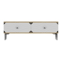 Tsa1297dbs - Alfa Tsa120 Tv Stand, Tv Sehpası, Tv Ünitesi Safirmeşe - Beyaz - Sılver 120cm