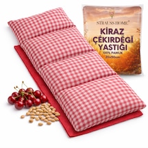 Strauss Home Kiraz Çekirdeği Yastığı Mikrodalga, Boyun Ve Omuz Kiraz Çekirdeği Yastığı, Pamuk Kumaş 50x20cm Kırmızı