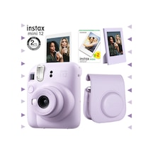 Fujifilm Instax Mini 12 Fotoğraf Makinesi + 20'li Film + Çerçeve + Deri Kılıf Seti Lila
