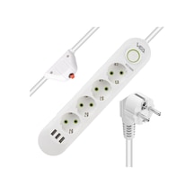 Va-21560 4lü 1.5 Metre Kablolu 3 Usbli Beyaz Akım Korumalı Priz Diğer