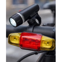 Bisiklet Emniyet Işığı Seti Güçlü Led Ön Far Arka Stop Lambası Siyah