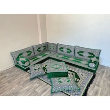 Coton Şark Köşesi Saraylı Desenli Minder Takımı Konsept Yeşil