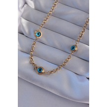 316l Çelik Gold Renk Nazar Boncuk Model Kolye - Tj-bko8947 Gümüş