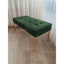 Modern Dilim Puf Ayakucu Puf Gold Metal Ayak 100 45 Yeşil