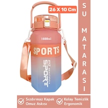 Dayanıklı Bpa İçermz Sızdırmaz Kapak Kolay Temizlenir Okul Ofis Spor Omuz Askılı Su Matarası 1600 Ml Çok Renkli