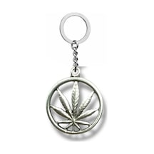Marijuana Yaprak Figürlü Gümüş Renk Metal Anahtarlık Alternatif Tarz Ve Cesur Ruh
