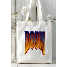 Art Hediye Doom Oyun Baskılı Bez Çanta Omuz Çantası Model 1 Çok Renkli