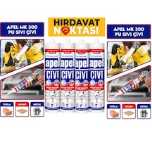 Apel Sıvı Çivi Pu Montaj Yapıştırıcısı Şeffaf Net: 300 G. X 4 Adet