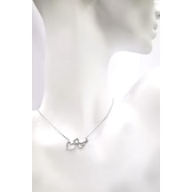 Omar Silver Kadın Beş Kalpli Model Zirkon Taşlı Gümüş Kolye Omr86