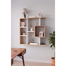 Reyo Enda Home Yegane Duvar Rafı, Duvar Kitaplığı, Dekoratif Kitaplık, Modern Kitaplık Beyaz - Çam