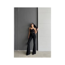 Woddi Jnsworld Ispanyol Siyah Kot Yüksek Bel Likralı Ekstra Esnek Flare Jeans Kot Pantolon