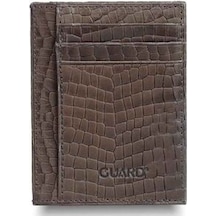 Guard Texas Baskı Kahverengi Hakiki Deri Kartlık Erkek / Kadın P1092 Kahverengi