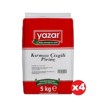 Yazar Kırmızı Çizgili Yerli Pirinç 4 x 5 KG