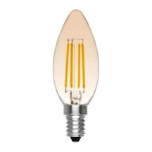 E14 Ince Duy Buji Mum Amber Renk 4 Watt Rustik Led Ampul Edison F
