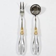 Diamond 2 Parça Et Çatalı Ve Sos Kepçesi Seti Altın