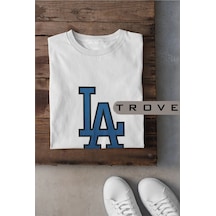 Unısex Kadın Erkek Calıfornıa Los Angales Laker Baskılı Siyah Beyaz % 100 Pamuk Tasarım T-shirt Beyaz