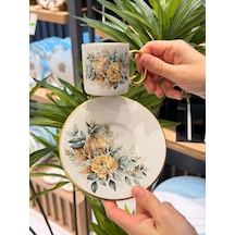 6'lı Green Flower Kahve Fincan Takımı-5341 Çok Renkli