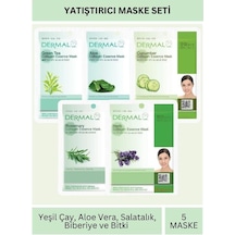 Dermal Yatıştırıcı Etkili Yeşil Çay Aloe Salatalık Biberiye Ve Bitki Özlü Maske Seti 23gr X 5adet