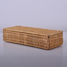 Laura 26x10x5 Cm. Rattan Kapaklı Saklama Kutusu & Dekoratif Obje Bej