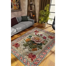 Homshtag Art Deco Gül Çiçeği Vintage Halı Görünümlü Dijital Baskı Renkli Halı,rustik Çiçekli Halı Çok Renkli