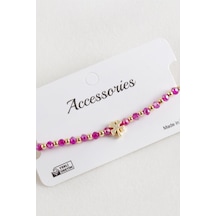 Yonca - 298 - Kristal Makrome İp - Cadde101 - Bileklik Pembe
