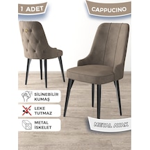 Canisa Newa Serisi, 1.sınıf Babyface Kumaş Siyah Metal Ayak Gold Halkalı, 1 Adet Cappucino Sandalye Sandalye Cappucino Ayaklar Siyah