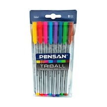 2 Adet Pensan Triball Renkli Tükenmez Kalem 8'li Paket Çok Renkli