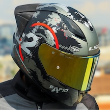 Rapıd 2 Race Cırcle Kapalı Motosiklet Kaskı Mat Siyah-kırmızı Gold Cam Mat Siyah-kırmızı