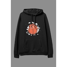 Tarzsokak Oversize Duvar Basketbol Oyun Oyuncu Spor Tasarım Baskılı Unisex Kapüşonlu Sweatshirt Hoodie Siyah