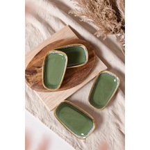 Keramika Shizen Yeşil Tetra Kayık Tabak 15 Cm 4 Adet Q42