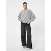 Koton Basic Sweatshirt Bisiklet Yaka Modal Karışımlı Gri 4sak10249ek Gri