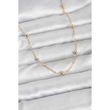 14k Gold Renk Pirinç Top Zincirli 60 Cm Kadın Kolye Çok renkli