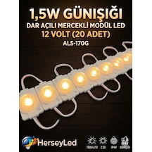 20 Adet 1,5w Günışığı Dar Açılı Manda Gözü Mercekli Modül Led 12 Volt Als-170g Günışığı