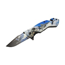 4 23 4 Air Force Kurtarma / Kamp Çakı 20cm - Yarı Otomatik, Kemerlikli, Cam Kırma Ve İp Kesme Aparatlı
