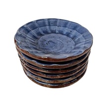 6 Lı Seramik Çay Tabak, Lacivert Çay Tabağı Çap:10cm Karışık