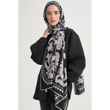 Carell Moon Monogram Floş Şal Siyah Çok Renkli Carell Moon Monogram Floş Şal Siyah Çok Renkli