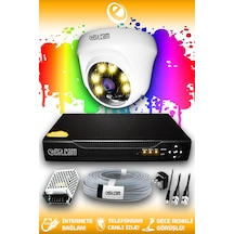 Elitcam 1 Kameralı Dome 1 İç Kamera Set HDD'siz Full HD Renkli Gece Görüşlü Güvenlik Kamerası Sistemi